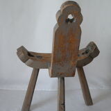 Brutalist wooden chair tripod XXth