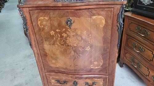 Small antique rosewood secretary with marble top ref je