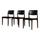 Modern vintage Scandinavian chairs in rosewood and black leather from the mid-century by Bramin, set of 3.