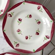 Set of 5 flat plates digoin sarreguemines model aigues-vives hand painted years 30-40