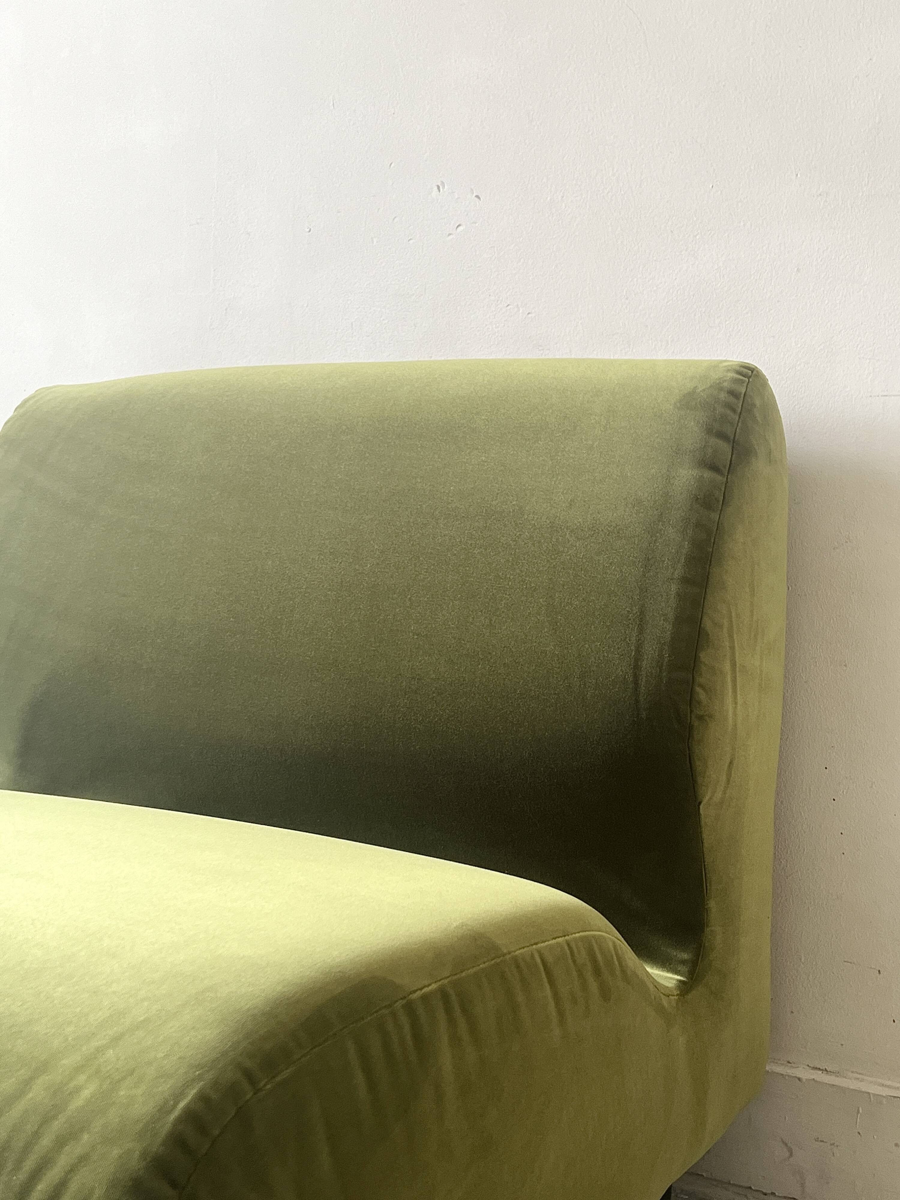 Olive green velvet armchair Slipper Chair Herman Miller USA 1970