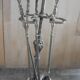 Old bronze fireplace servant decor medallion shovel clamp brooms