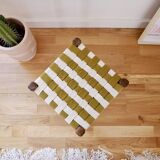 Wooden stool. Vintage stool. woven stool