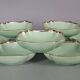 Antique Limoges green & gold porcelain dessert / cream service C593