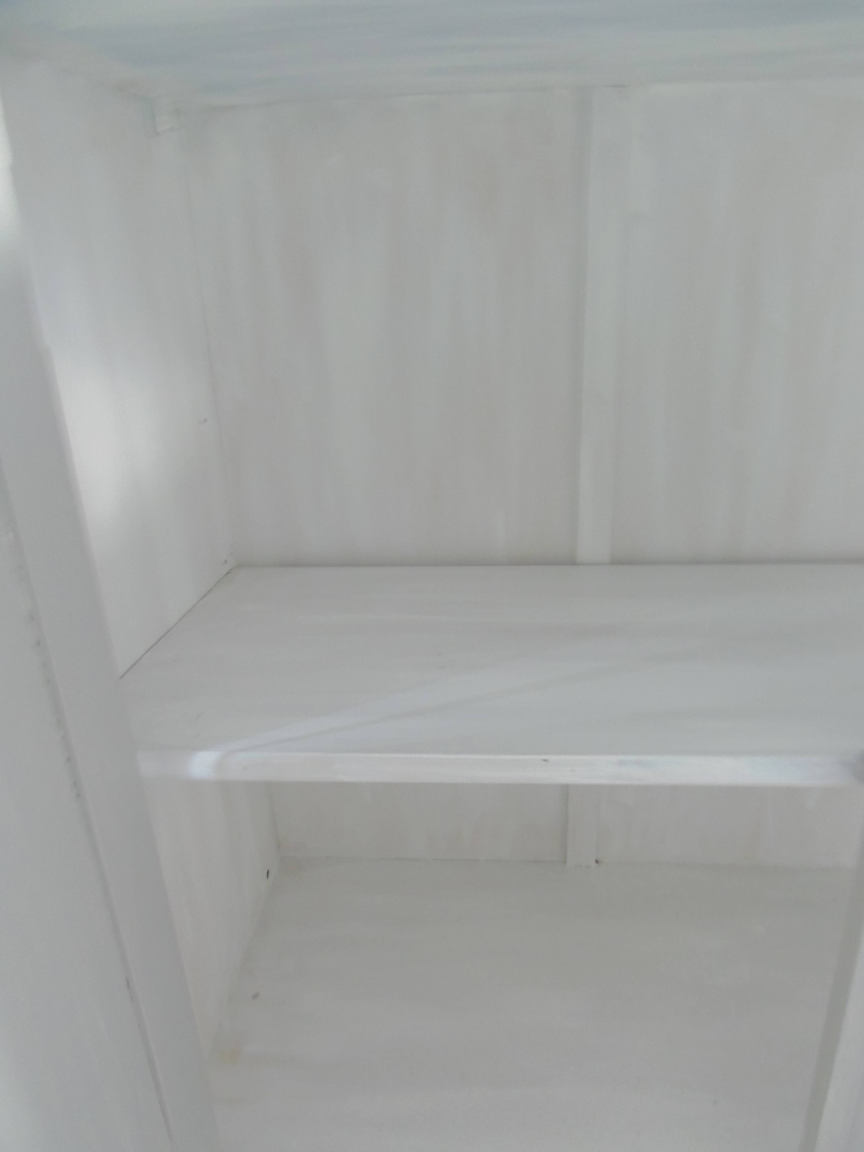 Display case 2 bodies patinated pearl gray waxed finish.