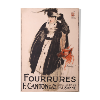 Loupot 1918 fourrures canton 128,5x90 cm affiche