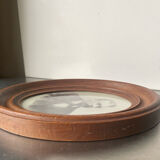 Cadre ovale en bois antique, 19,5 cm x 15,5 cm