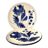 duo d'assiettes  à dessert en porcelaine décor floral peint à la main