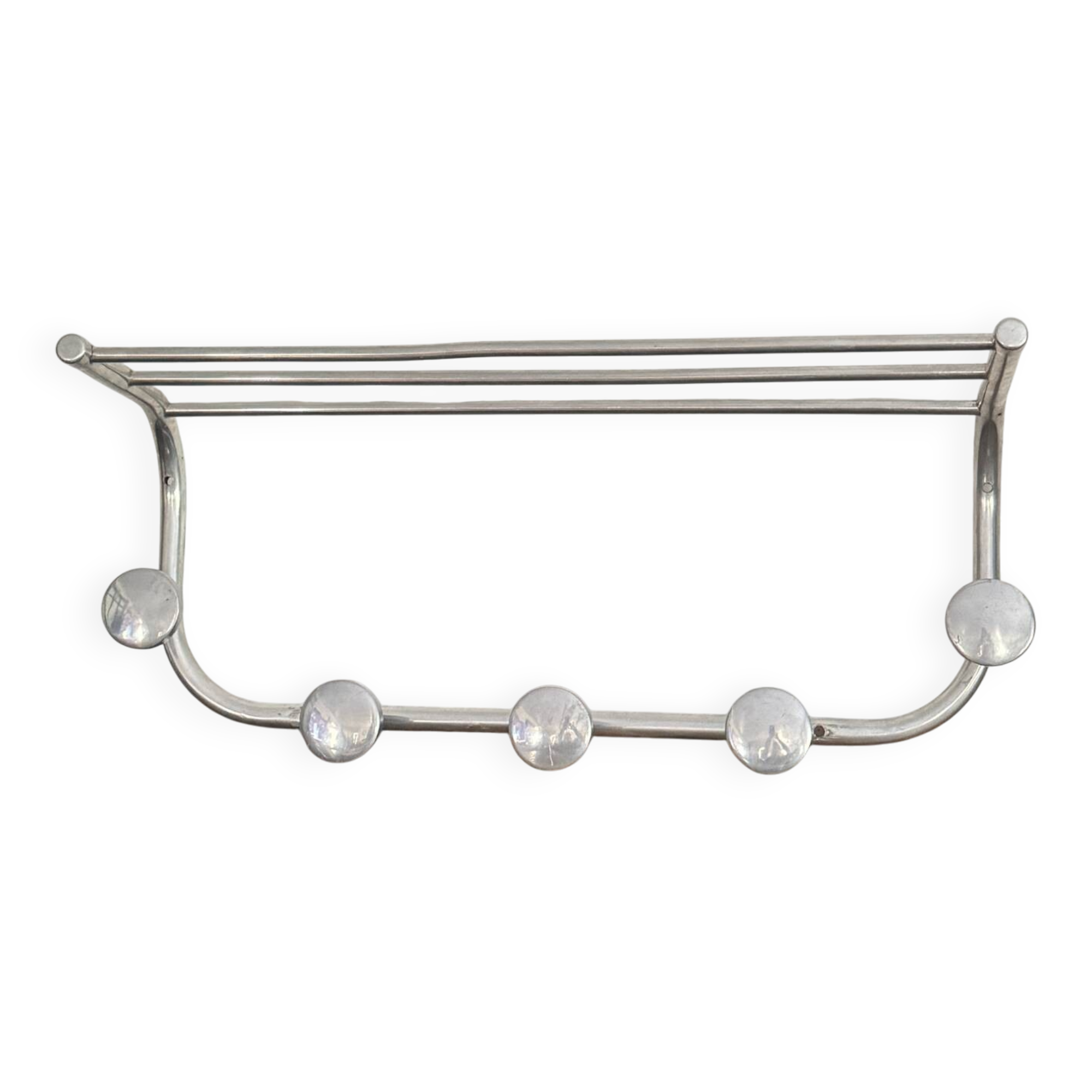 Vintage aluminum wall coat rack