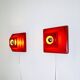 Multi-Layered Pyramid Wall Lamps In Red By Hustadt Leuchten, Germany 1970S