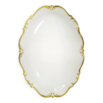 Large oval antique dish in gilded porcelain – Tirschenreuth, Bavaria –