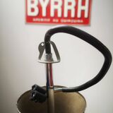 Old 3-light globe opaline stainless steel pendant/chandelier 1960/1970 space age vintage