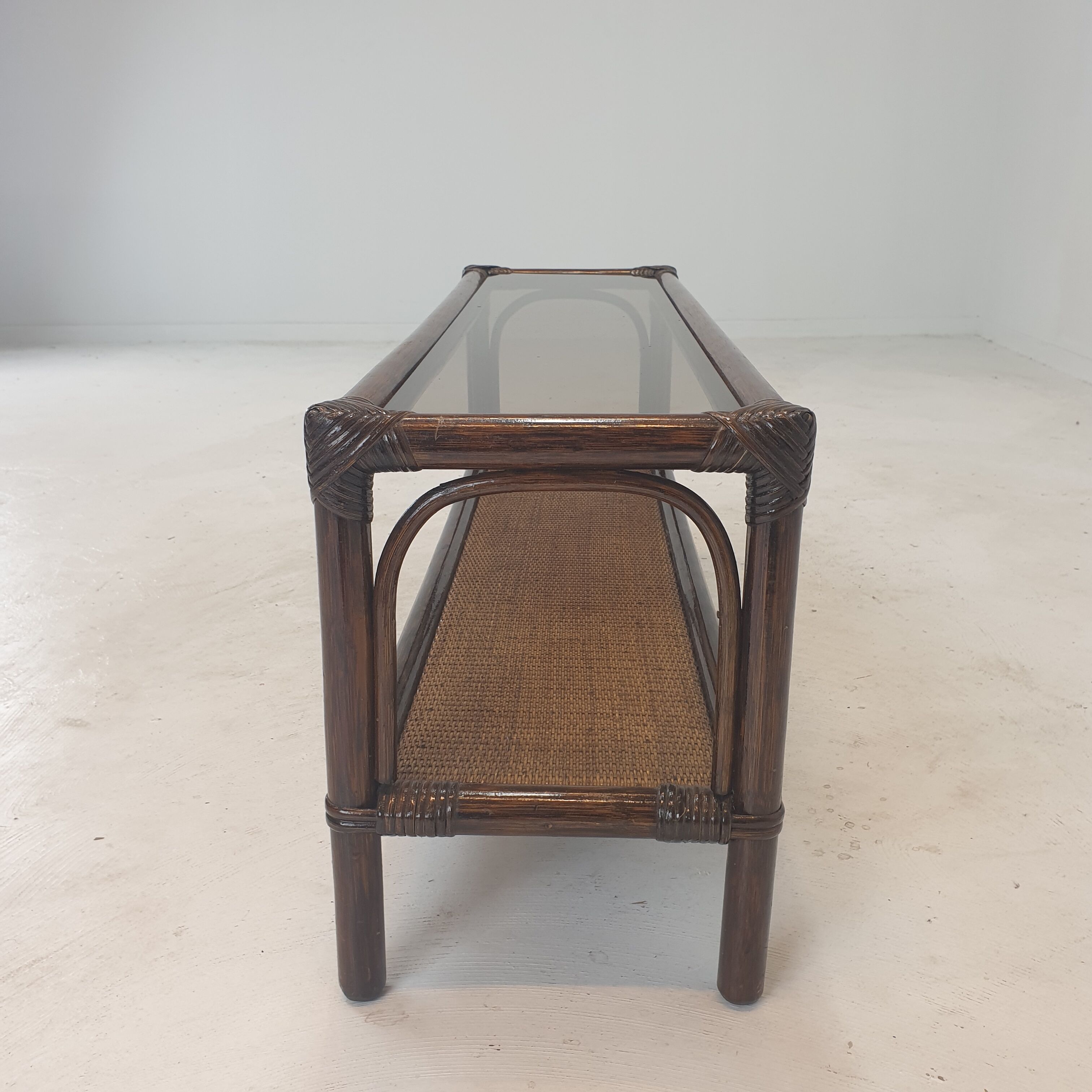 Italian Bamboo and Rattan Coffee Table, 1980s