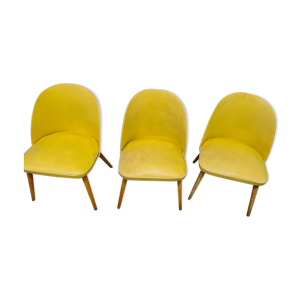Set de 3 chaises tonneau jaune