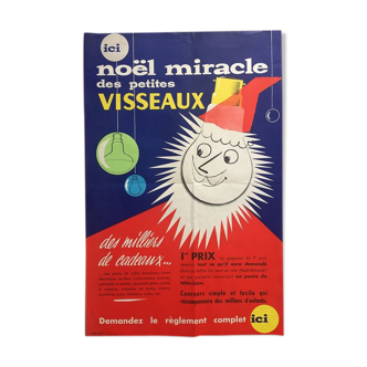 Affiche Noël miracle des petites visseaux années 1950 Havas