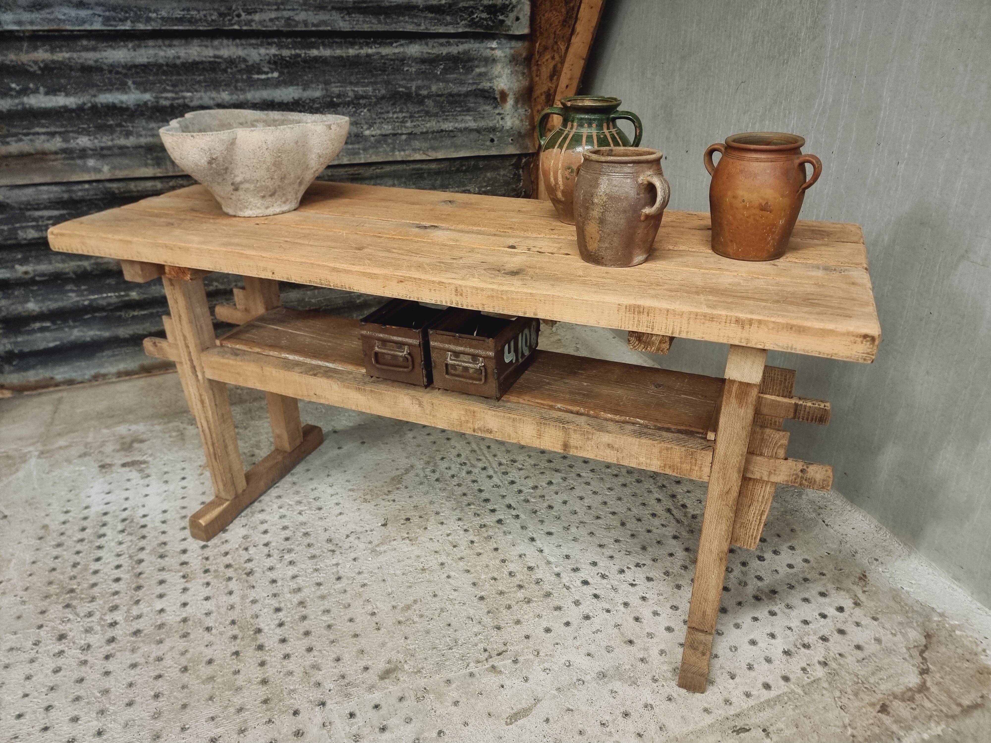 Old workbench side table bathroom furniture oak/beech 60x160cm