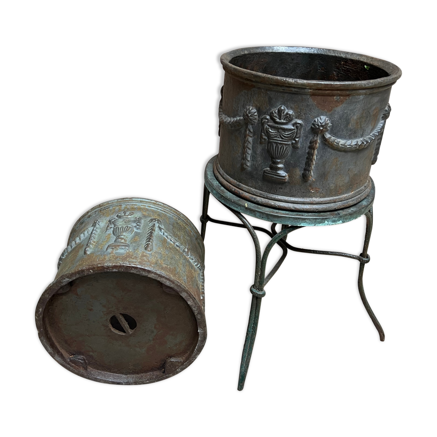 Pair of cast iron planters