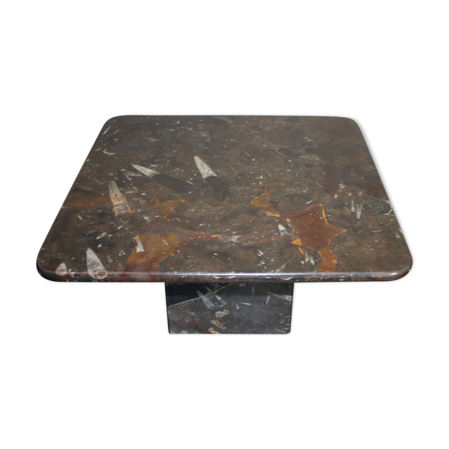 Table basse vintage en pierre fossilisée