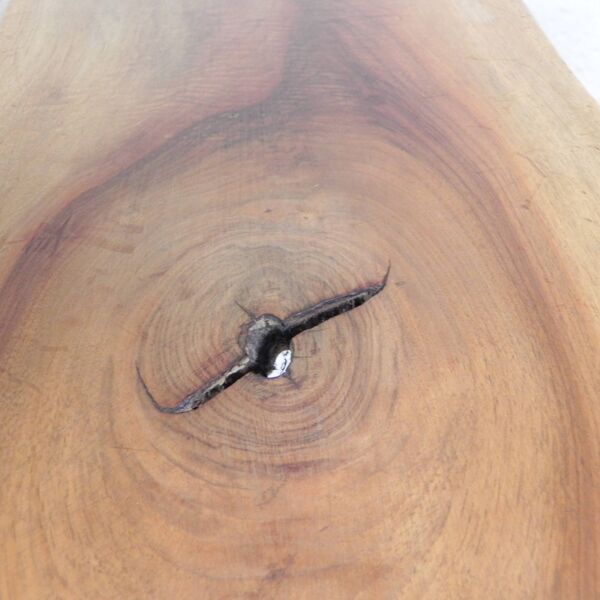 Vintage wooden side table, tree trunk stool, 1960s