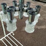 Vintage ceiling lamp in chrome plated and glass cut from targetti 1970 - 6 lamps