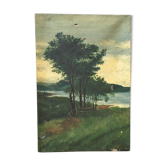Ancienne toile à l'huile paysage 25 x 36 cm