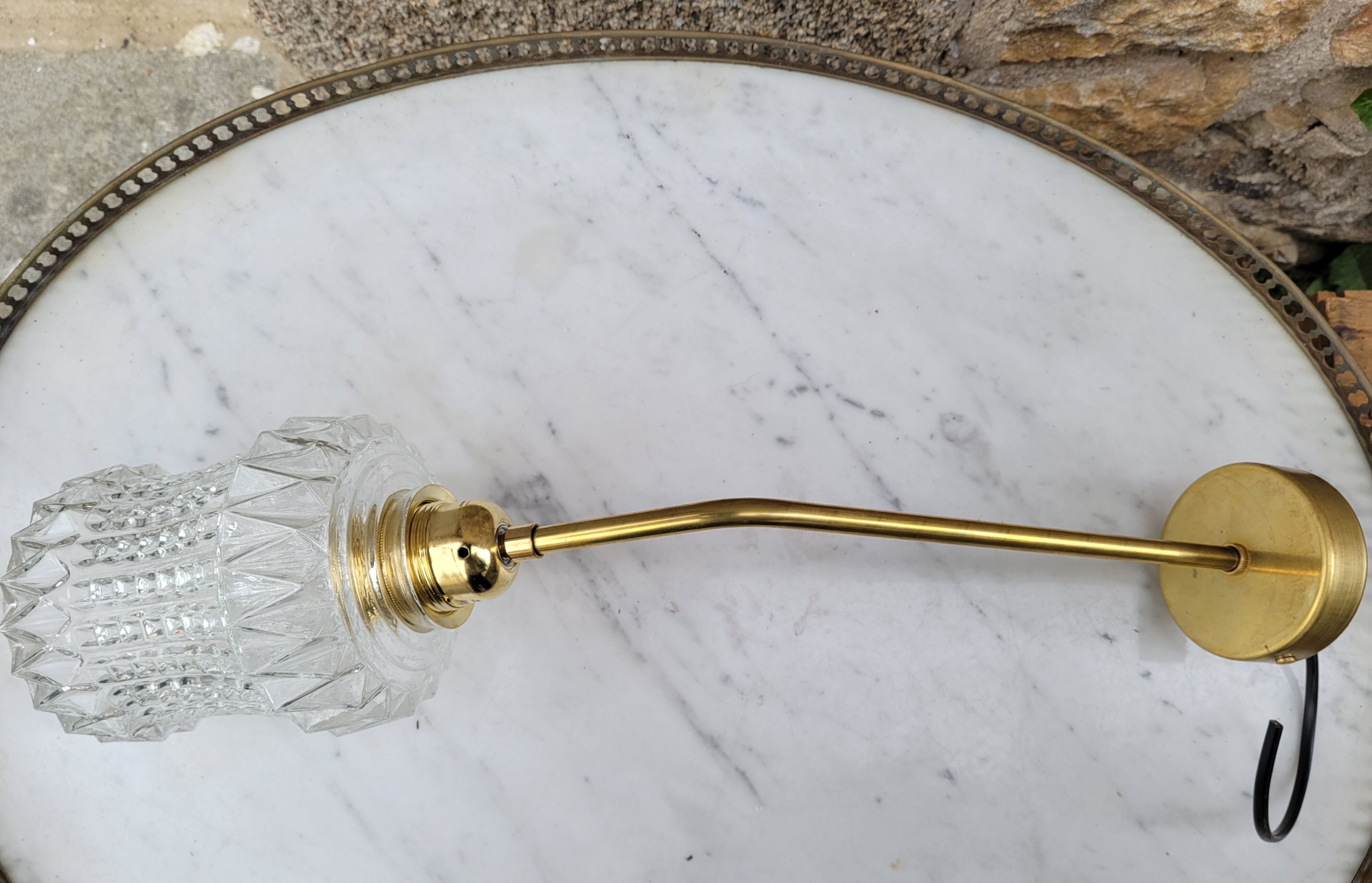 Brass and moulded glass sconce