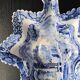 Copeland pickle dish in the shape of a leaf in blue earthenware.