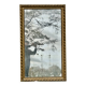 Large antique gilded mirror, wood and stucco gadroons, partially de-mercury