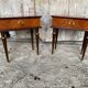 Nightstand Pair Wooden Drawer Compass Legs Vintage #D505