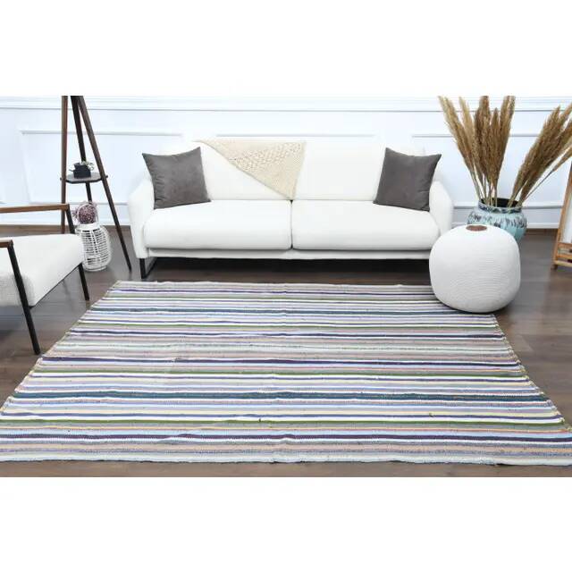 Vintage Turkish Oushak Handmade Wool Cotton Multi Lavender Area Rug 176x238