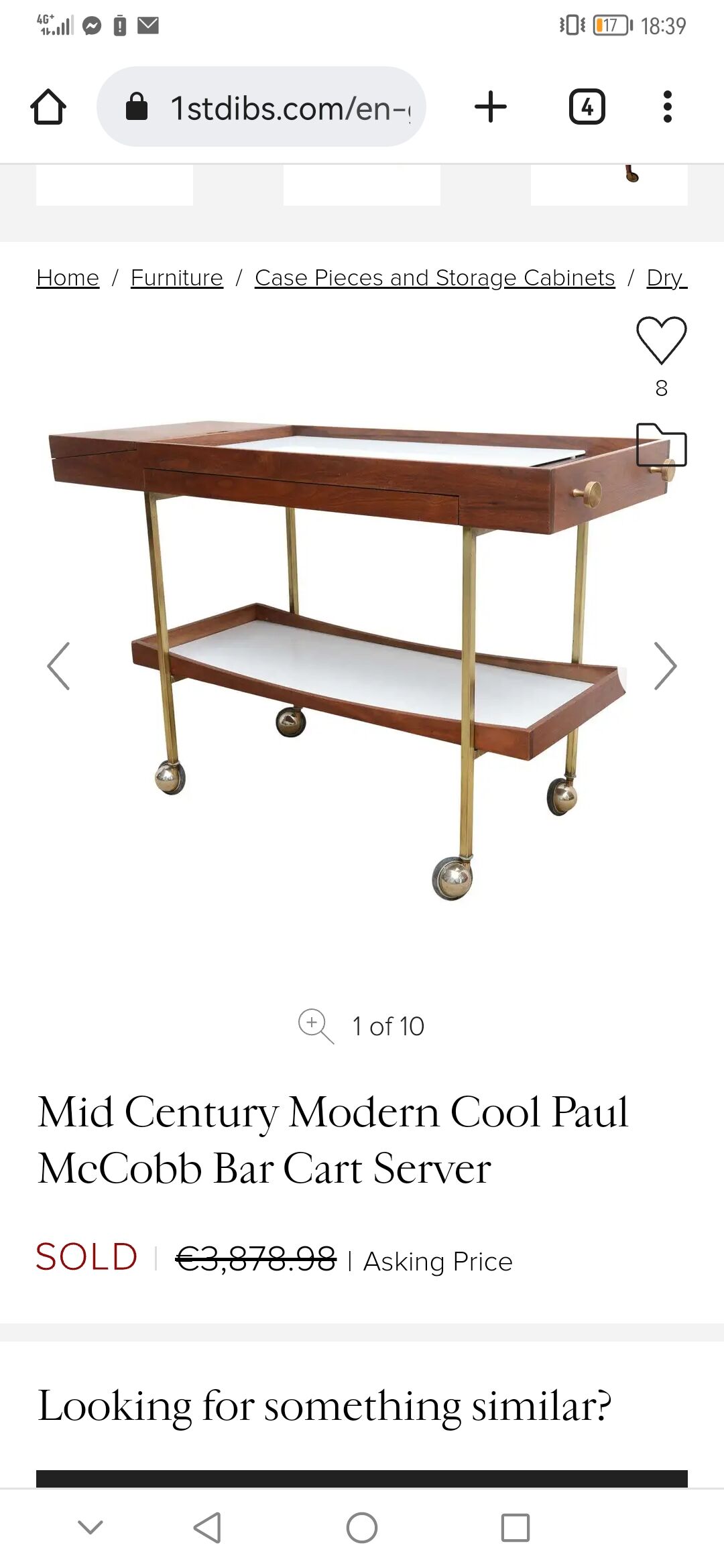 Rolling dessert bar server by Paul McCobb for Salton Hotray