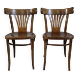 Pair of dark beech bistro chairs