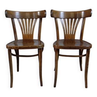 Pair of dark beech bistro chairs