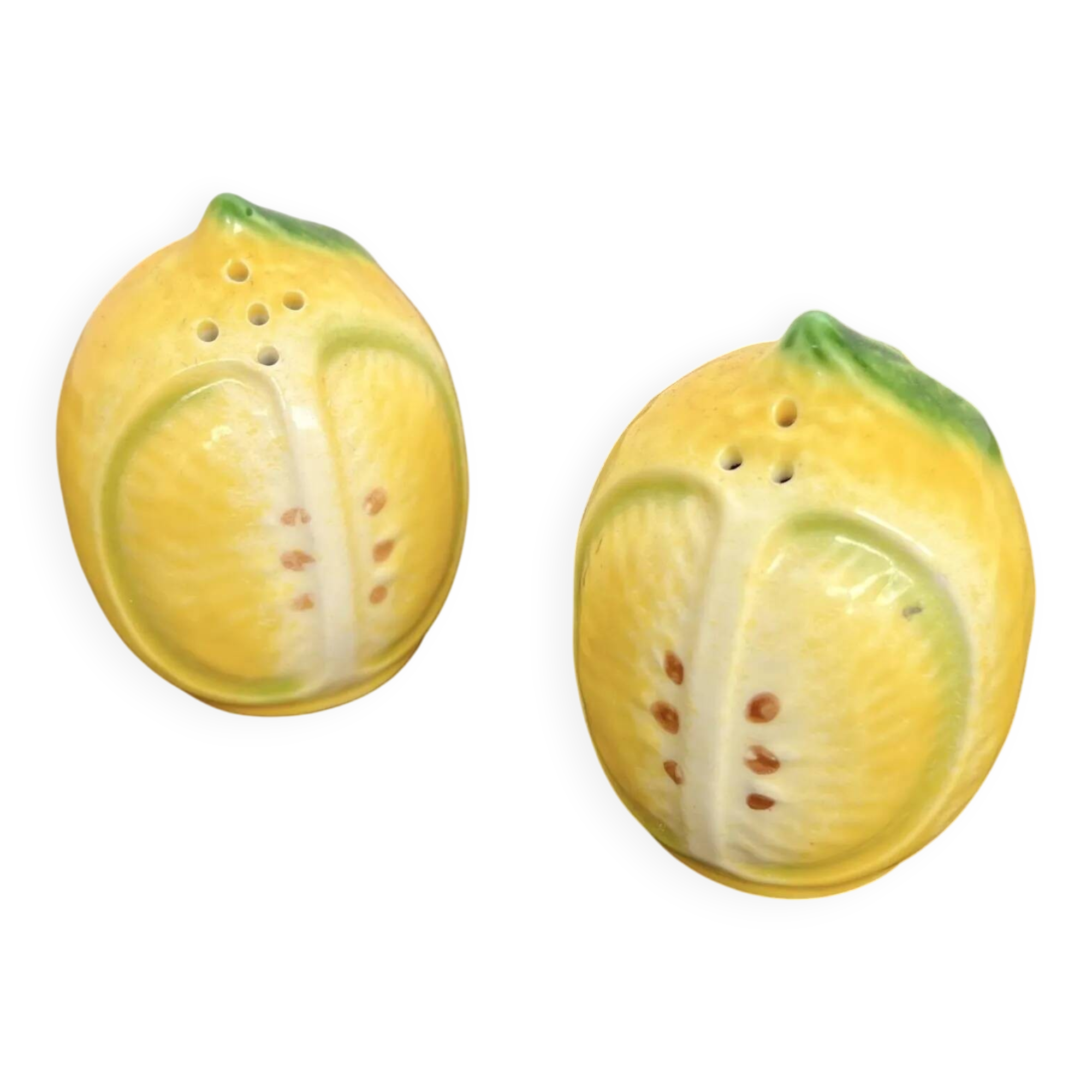 Salière et poivrier en céramique en forme de citron