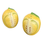 Lemon-shaped ceramic salt and pepper shakers