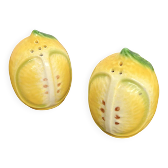 Salière et poivrier en céramique en forme de citron