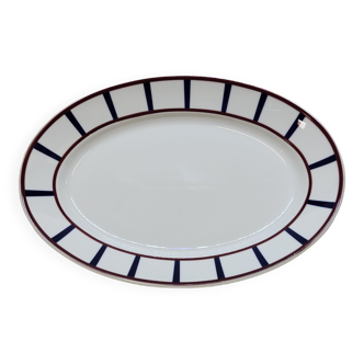 Plateau plat oval en porcelaine pillivuyt décor basque style béarn