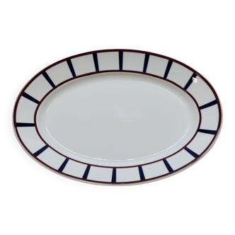 Oval flat tray in pillivuyt porcelain basque decor béarn style