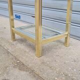 Side table in gold metal and chrome