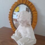 Miroir ovale vintage couleur mirabelle