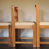 Chaises brutalistes en pin x 3