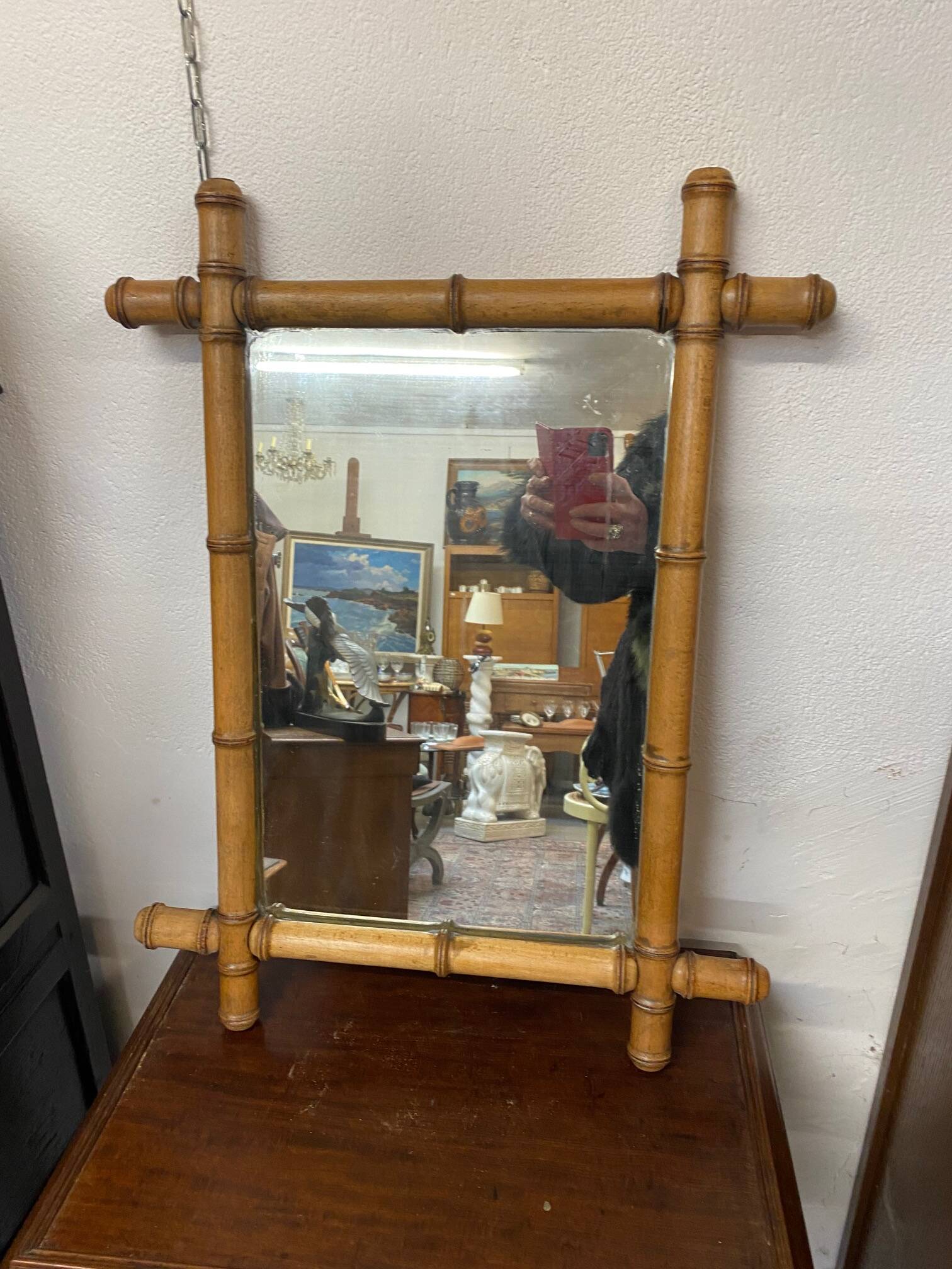 Old bamboo mirror early 20th century to hang