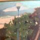 Oil painting "public garden" under glass, 1960s-70s