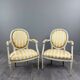 Pair of Medallion Armchairs in Louis XVI Style with Footrests, 20th Century