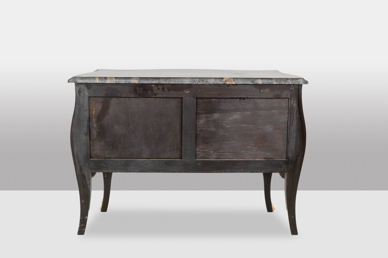 Lacquered chest of drawers with marble top. 1950s.
