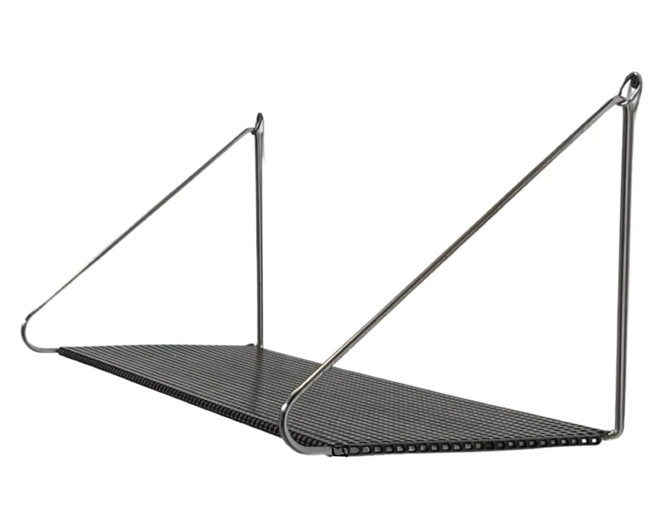 Vintage Wall rack Pilastro by Tjerk Reijenga black perforated 1960