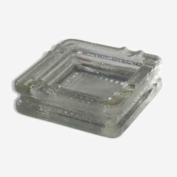 Square thick glass ashtray