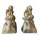 2 Seated satyr sculptures in cast bronze