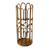 1960s brass rope umbrella stand with leaves