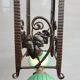 Art Deco chandelier 1930 in leafy wrought iron with 2 green tulip lights